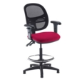 Jota mesh back draughtsmans chair with adjustable arms - Diablo Pink
