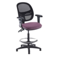 Jota mesh back draughtsmans chair with adjustable arms - Bridgetown Purple