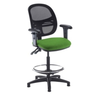 Jota mesh back draughtsmans chair with adjustable arms - Lombok Green