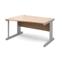 Vivo left hand wave desk 1400mm - silver frame and beech top