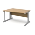 Vivo left hand wave desk 1400mm - silver frame and oak top