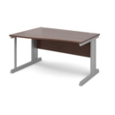 Vivo left hand wave desk 1400mm - silver frame and walnut top