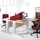 Vivo left hand wave desk 1400mm - silver frame and walnut top