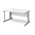 Vivo left hand wave desk 1400mm - silver frame and white top