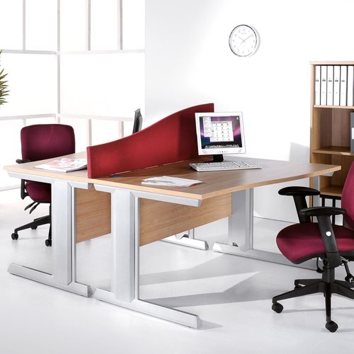 Vivo left hand wave desk 1400mm - silver frame and white top