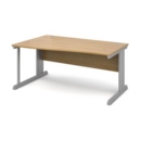 Vivo left hand wave desk 1600mm - silver frame and oak top