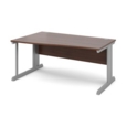 Vivo left hand wave desk 1600mm - silver frame and walnut top