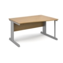 Vivo right hand wave desk 1400mm - silver frame and oak top