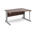 Vivo right hand wave desk 1400mm - silver frame and walnut top