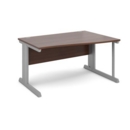 Vivo right hand wave desk 1400mm - silver frame and walnut top