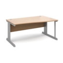 Vivo right hand wave desk 1600mm - silver frame and beech top