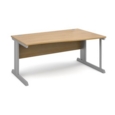 Vivo right hand wave desk 1600mm - silver frame and oak top