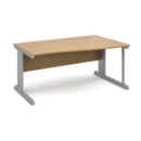 Vivo right hand wave desk 1600mm - silver frame and oak top