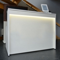 Welcome reception desk 1462mm wide - white with beech tops