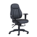 Zeus medium back 24hr task chair - black faux leather