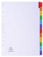 Exacompta Index 1-12 A4 160gsm Card White with Coloured Mylar Tabs