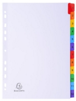Exacompta Index 1-12 A4 160gsm Card White with Coloured Mylar Tabs
