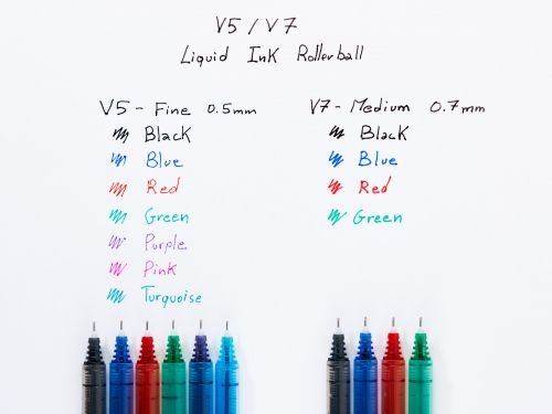 Pilot V5 Hi-Tecpoint Liquid Ink Rollerball Pen 0.5mm Tip 0.3mm Line Violet (Pack 12)