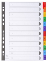 Exacompta Index 1-12 A4 160gsm Card White with Coloured Mylar Tabs