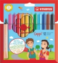 STABILO Cappi Felt Tip Pen with Cap Ring Assorted Colours (Wallet 12)