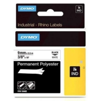 Dymo Rhino Industrial Permanent Polyester 9mmx3.5m Black on White 18482