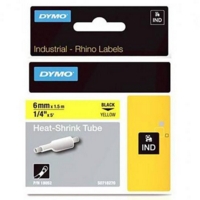 Dymo Rhino Industrial Heat Shrink Tube 6mmx1.5m Black on Yellow 18052