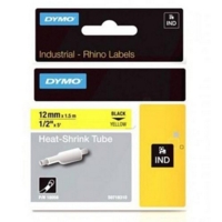 Dymo Rhino Industrial Heat Shrink Tube 12mmx1.5m Black on Yellow 18056