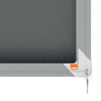Nobo Premium Plus Lockable Noticeboard 18xA4 Sheets Grey Felt 1915338