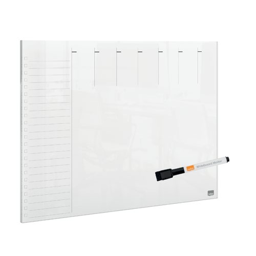 Nobo Transparent Acrylic Mini Whiteboard Weekly Planner Desktop or Wall Mounted A4 1915614