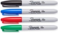 Sharpie Permanent Marker Fine Tip 0.9mm Line Assorted Standard Colours (Pack 4)
