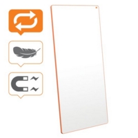 Nobo Portable Magnetic Steel Whiteboard 1800 x 900mm Orange Trim Double-Sided Lightweight Move and Meet Collaboration System White 1915565