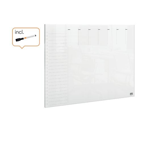 Nobo Transparent Acrylic Mini Whiteboard Weekly Planner Desktop or Wall Mounted A4 1915614
