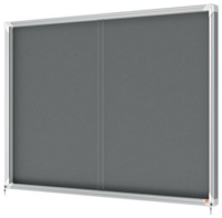 Nobo Premium Plus Lockable Noticeboard 18xA4 Sheets Grey Felt 1915338