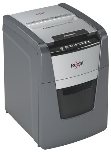 Rexel Optimum AutoFeed Plus 100X Cross Cut Shredder 34 Litre 100 Sheet Automatic/8 Sheet Manual Black 2020100X