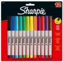 Sharpie Permanent Marker Ultra Fine Tip 0.5mm Line Assorted Colours (Pack 12)