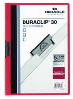 Durable Duraclip 30 Report File 3mm A4 Red (Pack 25) 220003