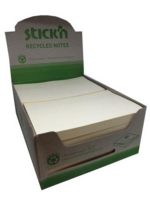 Stickn Repositionable Notes 76x127mm Recycled 100 Sheets Yellow (Pack 12) 21796