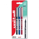 uni-ball Eye Micro UB-150 Liquid Ink Rollerball Pen 0.5mm Tip 0.3mm Line Plastic Free Packaging Black/Blue/Red (Pack 3)