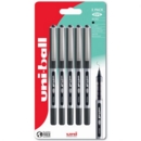 uni-ball Eye Micro UB-150 Liquid Ink Rollerball Pen 0.5mm Tip 0.3mm Line Plastic Free Packaging Black (Pack 5)