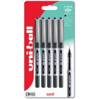 uni-ball Eye Micro UB-150 Liquid Ink Rollerball Pen 0.5mm Tip 0.3mm Line Plastic Free Packaging Black (Pack 5)