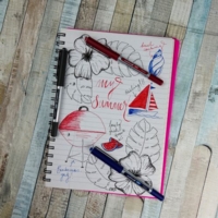 uni-ball Eye Micro UB-150 Liquid Ink Rollerball Pen 0.5mm Tip 0.3mm Line Plastic Free Packaging Blue (Pack 5)