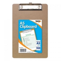 Tiger Masonite Hardboard Clipboard A5 Brown