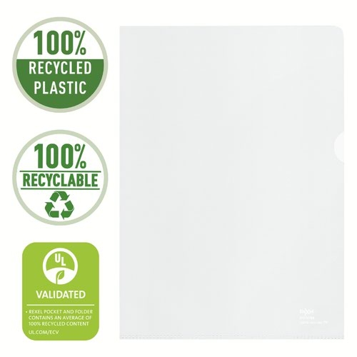Rexel 100% Recycled A4 Folders Embossed Extra Strong Polypropylene 100 Micron (Pack 100) 2115704