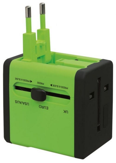 Swordfish VariPlug Dual USB Universal Travel Adapter Green