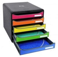 Exacompta Big Box Plus 5 Drawer Set Open Black/Harlequin