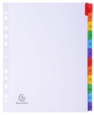 Exacompta Index 1-12 A4 Extra Wide 160gsm Card White with Coloured Plastic Tabs