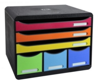 Exacompta Store Box Maxi 6 Drawer Set Open Black/Harlequin