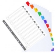 Exacompta Index 1-12 A4 Extra Wide 160gsm Card White with Coloured Plastic Tabs