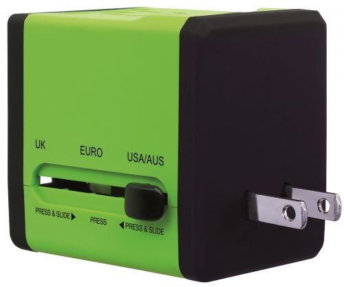 Swordfish VariPlug Dual USB Universal Travel Adapter Green
