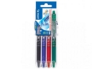 Pilot Set2Go FriXion Clicker Erasable Retractable Gel Rollerball Pen 0.7mm Tip 0.35mm Line Black/Blue/Green/Red (Pack 4)